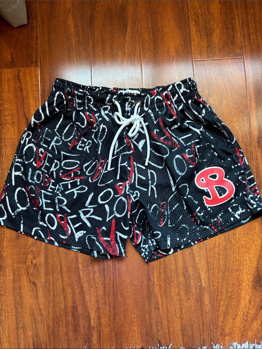 Bucketsquad Black 'Lover' Graphic Drawstring Shorts